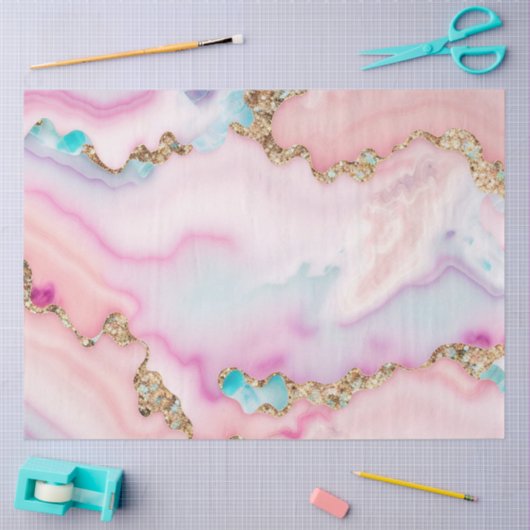 ライトブルーピンクアゲートマーブルコレクシ人気があるョン 薄葉紙 (クラフト)