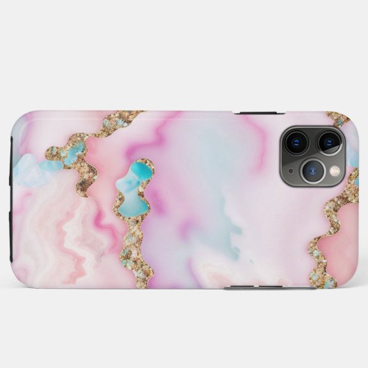 ライトブルーピンクアゲートマーブルコレクシ人気があるョン Case-Mate iPhoneケース (裏面(横))