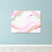 ライトブルーピンクアゲートマーブルトレンディーコレクション キャンバスプリント (インサイチュ (ウッドフロア))