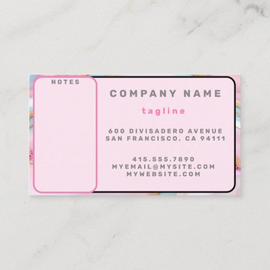 ライトブルーピンクアゲートマーブルトレンディーコレクション 名刺 (裏面)