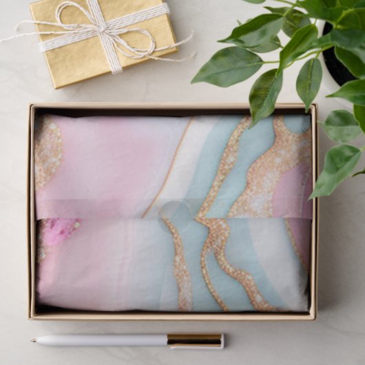 ライトブルーピンクアゲートマーブルトレンディーコレクション 薄葉紙 (ギフト)