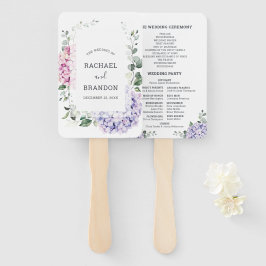 ライトブルーピンクアジサイとユーカリ結婚プス ハンドファン