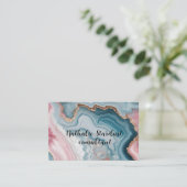 ライトブルーピンクアジートマーブルモダンデザイン 名刺 (スタンド正面)