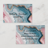 ライトブルーピンクアジートマーブルモダンデザイン 名刺 (正面/裏面)
