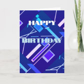 ライトブルーピンクパープルダイアゴナル抽象芸術誕生日 カード (正面)