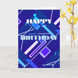 ライトブルーピンクパープルダイアゴナル抽象芸術誕生日 カード