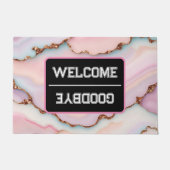 ライトブルーピンクマーブルアゲートコレクシモダンョン ドアマット (正面)