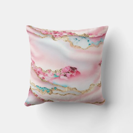 ライトブルーピンクマーブルアゲートコレクシ人気があるョン クッション (裏面)