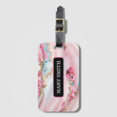 ライトブルーピンクマーブルアゲートコレクシ人気があるョン ラゲッジタグ (正面縦)