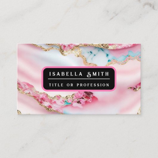 ライトブルーピンクマーブルアゲートコレクシ人気があるョン 名刺 (正面)