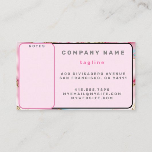 ライトブルーピンクマーブルアゲートコレクシ人気があるョン 名刺 (裏面)