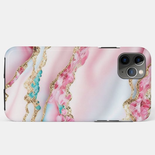 ライトブルーピンクマーブルアゲートコレクシ人気があるョン Case-Mate iPhoneケース (裏面(横))