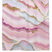 ライトブルーピンクマーブルゲートトレンディーコレクション シャワーカーテン (正面)