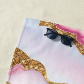 ライトブルーピンクマーブルゲートトレンディーコレクション ビーチタオル (インサイチュ)