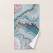 ライトブルーピンク金ゴールドアゲートマーブルモダンデザイン バスタオルセット (ハンドタオル)