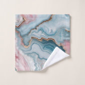 ライトブルーピンク金ゴールドアゲートマーブルモダンデザイン バスタオルセット (ウォッシュタオル)