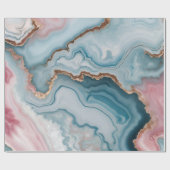 ライトブルーピンク金ゴールドアゲートマーブルモダンデザイン ラッピングペーパー (フラット)