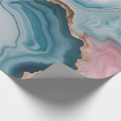 ライトブルーピンク金ゴールドアゲートマーブルモダンデザイン ラッピングペーパー (角)