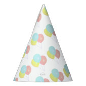 ライトブルーピンク黄色のバルーン パーティーハット (左)