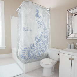 ライトブルーピーコックシャワパーソナライズされたーカーテン シャワーカーテン