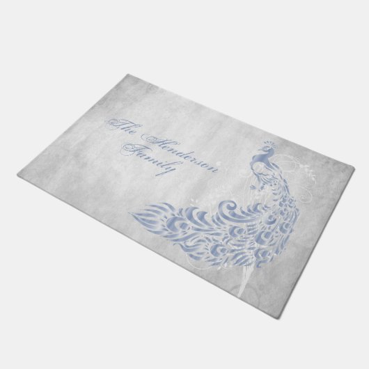 ライトブルーピーコックドアマパーソナライズされたット ドアマット (アングル)