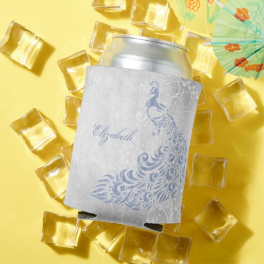 ライトブルーピーコックパーソナライズされたクーラーボックス 缶クーラー (インサイチュ 夏)