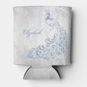 ライトブルーピーコックパーソナライズされたクーラーボックス 缶クーラー (正面)