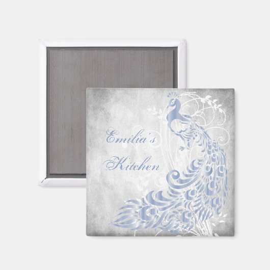 ライトブルーピーコックマグパーソナライズされたネット マグネット (正面/裏面)