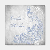 ライトブルーピーコックマグパーソナライズされたネット マグネット (正面)