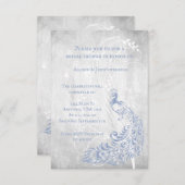 ライトブルーピーコックリーフつる植物ブライダルシャワー招待状 招待状 (正面/裏面)