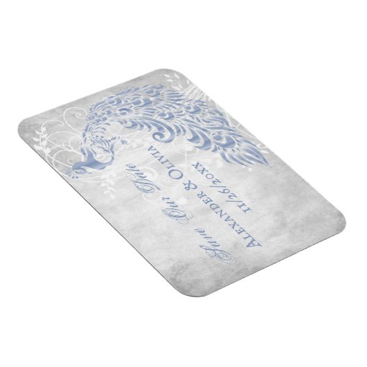 ライトブルーピーコックリーフつる植物日付磁石を保存 マグネット (右側)