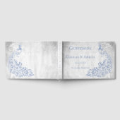 ライトブルーピーコックリーフつる植物結婚ズゲストブック ゲストブック (全面)