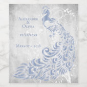 ライトブルーピーコックリーフつる植物結婚ズワインラベル ワインラベル (シングルラベル)