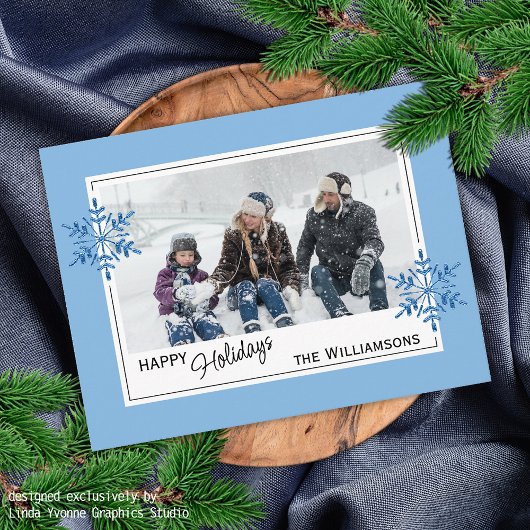 ライトブルーフェイクの美しいグリッター雪 ポストカード