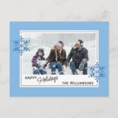 ライトブルーフェイクの美しいグリッター雪 ポストカード (正面)