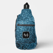 ライトブルーフェイクグリッタースパークルズモノグラム スリングバッグ (正面)