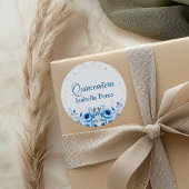 ライトブルーフローラと金ゴールドグリッターキンセアニェラ ラウンドシール