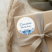 ライトブルーフローラと金ゴールドグリッターキンセアニェラ ラウンドシール