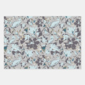 ライトブルーフローラウォーターカラークレマティスつる植物 ラッピングペーパーシート (正面2)