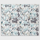 ライトブルーフローラウォーターカラークレマティスつる植物 ラッピングペーパー (フラット)