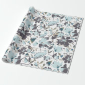 ライトブルーフローラウォーターカラークレマティスつる植物 ラッピングペーパー (アンロールド)