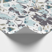 ライトブルーフローラウォーターカラークレマティスつる植物 ラッピングペーパー (角)