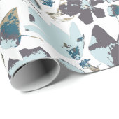 ライトブルーフローラウォーターカラークレマティスつる植物 ラッピングペーパー (ロールコーナー)