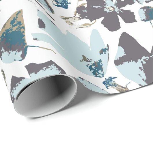 ライトブルーフローラウォーターカラークレマティスつる植物 ラッピングペーパー (ロールコーナー)