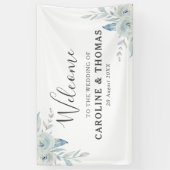 ライトブルーフローラウ結婚ェルカムズ 横断幕 (縦)