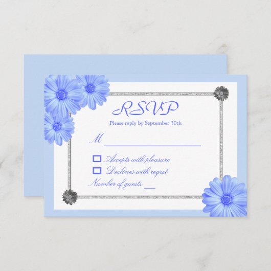 ライトブルーフローラエレガントキンセアニェラ 出欠カード (正面/裏面)