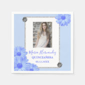 ライトブルーフローラキンセアニェラ スタンダードカクテルナプキン (正面)