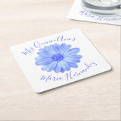 ライトブルーフローラキンセアニラ スクエアペーパーコースター (アングル)