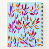 ライトブルーフローラパーソナライズされたスケッチブックノートブック ノートブック (裏面)