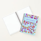 ライトブルーフローラパーソナライズされたスケッチブックノートブック ノートブック (内部)